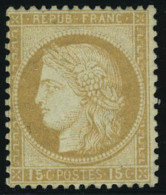 Neuf Avec Charnière N° 55, 15c Bistre, Gros Chiffres 15 T.B. Signé A Brun - Altri & Non Classificati