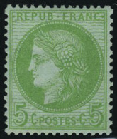 Neuf Avec Charnière N° 53k, 5c Vert Vif Sur Azuré, Bien Centré, T.B. Signé Digeaux - Other & Unclassified