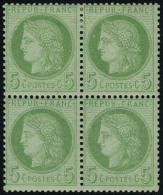 Neuf Avec Charnière N° 53g, 5c Vert Jaune Sur Verdatre, Bloc De 4 Dont 2ex Neufs **, T.B. - Autres & Non Classés