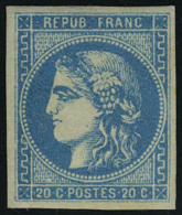 Neuf Avec Charnière N° 46B, 20c Bleu Report 2, Cl, Superbe, Rare, Signé Brun - Autres & Non Classés