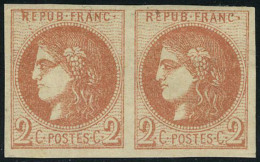 Neuf Avec Charnière N° 40B, 2c Rouge Brique, Paire Hor., Superbe, Signé Calves + Brun +... - Sonstige & Ohne Zuordnung