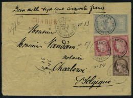 Lettre N° 33, 5f + 10c + 80c X 2,  Obl. CLERES 5 Oct 1876 Sur LR Chargée à Deux Mille Sept Cent... - Altri & Non Classificati