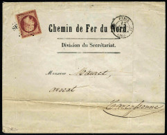 Lettre N° 18a, 1f Carmin Foncé Seul Sur Lettre à Entête Chemin De Fer Du Nord Obl.... - Andere & Zonder Classificatie