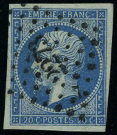 Oblitéré N° 14Ad, 20c Bleu Sur Vert Type I,T.B. Signé Calves - Autres & Non Classés