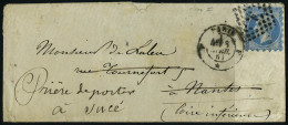 Lettre N° 14, 20 C Bleu Type I Piquage Susse Obl Sur L Paris 8 Avr 61 Pour Nantes Et... - Andere & Zonder Classificatie