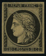 Neuf Avec Charnière N° 3F, 20c Noir Réimpression T.B. - Altri & Non Classificati