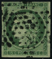 Oblitéré N° 2c, 15c Vert Très Foncé T.B. Signé Brun - Sonstige & Ohne Zuordnung