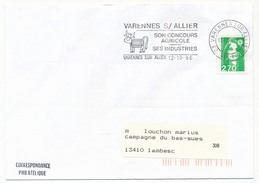 FRANCE - Env. Affr 2,70 Briat - OMEC "VARENNES S/Allier Son Concours Agricole" (Allier) 1996 - Oblitérations Mécaniques (flammes)
