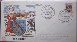 Enveloppe FDC 135 - 1955 - Gueret - Blason - Marche - YT 1045 - Storia Postale