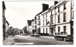 Wales - Abergavenny - Cross Street - Old Street View - Cars - Autos - Hotel Angel - Oldtimer - Monmouthshire