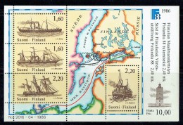 1986 XIX Th Centuy  Postal Ships - Route Map  And Ships Souvenir Sheet Of 4 Different ** - Ungebraucht