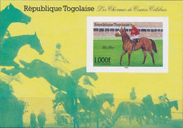 TOGO 1985 Horses Sports 1000F IMPERF.sheetlet [non Dentelé,Geschnitten,no Dentado,non Dentellato - Reitsport