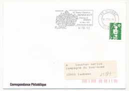 FRANCE - Env. Affr 2,20 Briat - OMEC "10eme Bourse Exposition Minéraux Fossiles" FLOIRAC (Gironde) 1992 - Minéraux