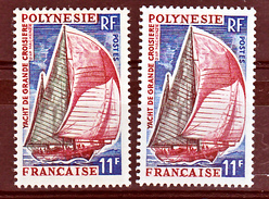 Polynésie   37 Variété Voile Verte Et Voile Brun Noir Bateau Neuf ** TB  MNH - Non Dentellati, Prove E Varietà