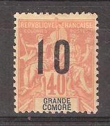 GRANDE COMORE 1912  Type Groupe Surchargé Yvert N° 26,10 Sur 40 C Orange VARIETE CHIFFRES ESPACES Neuf* TB Cote 90 Euros - Nuevos