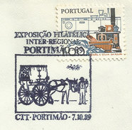 Portugal Cachet Commémoratif Expo Philatelique Attelage Cheval Portimão Algarve 1989 Event Postmark Horse Carriage - Flammes & Oblitérations