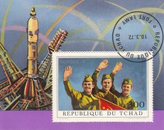 REPUBLIQUE DU TCHAD - BLOC SOYOUZ 11 POSTE AERIENNE  - OBLITERATION FORT-LAMY 10.3.1972   / 6242 - Afrika