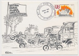 SENEGAL => Carte Illustrée Mohiss - Arrivée 8eme Rallye Paris Dakar - 22/01/1988 - Senegal (1960-...)