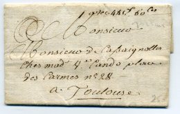 Lettre Par Porteur De AUCH à TOULOUSE / Mention Manuscrite : 441frs Et 60ctes / 1820 - 1801-1848: Precursors XIX