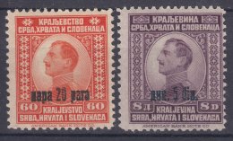 Yugoslavia Kingdom King Alexander 1924 Mi#174-175 Mint Hinged - Ongebruikt