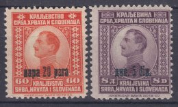 Yugoslavia Kingdom King Alexander 1924 Mi#174-175 Mint Hinged - Ungebraucht