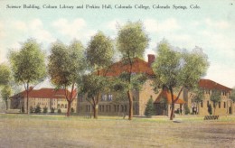 Colorado Springs CO, Colorado College Campus Science Building, Coburn Library, Perkins Hall, C1910s Vintage Postcard - Colorado Springs