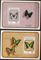 TANZANIE Papillons. 2 BF Emis En 1992. YVERT: BF 155 / 56. Neuf Sans Charniere **. MNH - Schmetterlinge