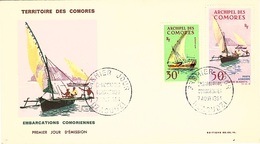 COL-L16 - COMORES N° 34 + PA 10 Sur FDC Embarcations Comoriennes - Storia Postale