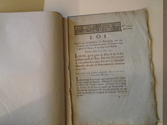 LOI 1791 Gratifications Récompenses Personnes Bravoure Affaire De Nancy Siège De La  Bastille / Période Révolution - 1701-1800