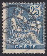 FRANCE Francia Frankreich (colonie) - 1902/1903 - Crète (Creta) - Yvert 9, Obliterato, 25 Cent. - Usados