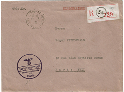 LCTN47/5 - ADMINISTRATION ALLEMANDE DE LA VILLE DE PARIS LETTRE RECOMMANDEE AOÛT 1941 - Guerre Mondiale (Seconde)