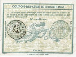 LCTN47/5 - FRANCE CRI MOD ROME OBL. PARIS 104 AV. BOSQUET 17/7/1918 - Reply Coupons