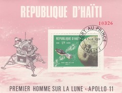 REPUBLIQUE D'HAÏTI- BLOC PREMIER HOMME SUR LA LUNE APOLLO 11  / OBLITERATION PORT AU PRINCE OCT 69   / 6626 - North  America