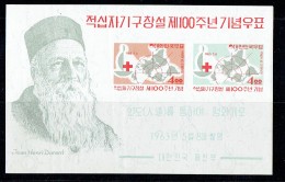 1963  Red Cross Centenary  World Map  - Souvenir Sheet ** - Korea (Süd-)