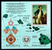 1978  James Cook - Map Of Hawai Islands   - Souvenir Sheet ** - Paraguay