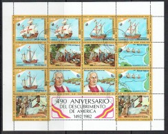 1982  490th Ann Of America's Discovery  Sheet Of 14 + 2 Labels  Used - Nicaragua