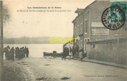 77 Valvins, Inondations De La Seine 1910, La Route De Valvins Coupée Par Les Eaux, Animée, Restaurant... - Other Municipalities