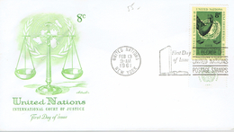 Fdc International Court Of Justice, United Nations, New York, Feb 13 1961 - Covers & Documents