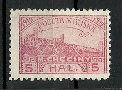 POLEN Poland 1919 Posta Miejska M. Chechiny 5 Hal. (*) - Neufs