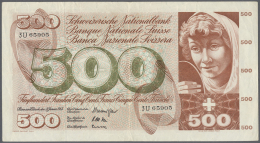 Switzerland / Schweiz: 500 Franken 1965 P. 51d, Center And Horizontal Fold, Light Creases In Paper, No Holes Or Tears, S - Switzerland