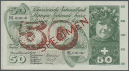 Switzerland / Schweiz: 50 Franken 1961 Specimen P. 48As, Zero Serial Number, Red Specimen Overprint, Traces Of Attachmen - Svizzera