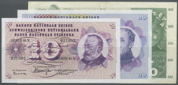 Switzerland / Schweiz: Set Of 3 Notes Containing 10 Franken 1965 P. 45k (UNC), 20 Franken 1976 P. 46w (aUNC) And 50 Fran - Svizzera