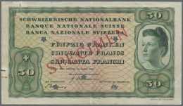 Switzerland / Schweiz: 50 Franken 1945 Specimen P. 42s, Rare Unissued Banknote, 5 Star Cancellation Holes, Red Specimen - Switzerland