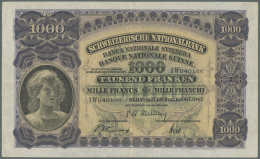 Switzerland / Schweiz: 1000 Franken 1947 P. 37h, Center And Horizontal Fold, Some Light Corner Folding But No Holes Or T - Switzerland