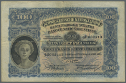 Switzerland / Schweiz: 100 Franken 1924 P. 35a In Condition: F- To F. - Switzerland