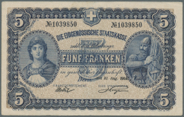 Switzerland / Schweiz: 5 Franken 1914 P. 14, Strong Original Paper, Bright Colors, Only One Vertical Fold, No Holes Or T - Suisse