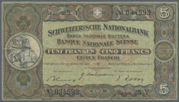 Switzerland / Schweiz: Set Of 2 Notes Containing 5 Franken 1942 P. 11j (F) And 20 Franken 1916 P. 12 Wutg Strong Center - Svizzera