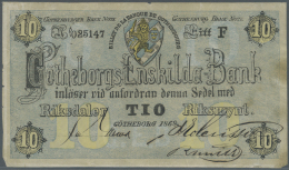 Sweden / Schweden: 10 Kroner 1868 P. NL, Götheborgs Enskilda Bank, Issued Note With Signatures, Used With Creases I - Sweden