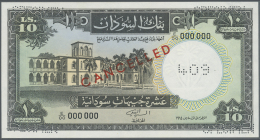 Sudan: 10 Pounds 1964 Specimen P. 10as, Perforated, Overprinted Cancelled, Zero Serial Numbers, In Condition: UNC. - Sudan