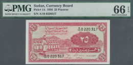 Sudan: Pair Of Two Notes 25 Piastres 1956, P.1A With Running Serial Numbers A/10 0220317 And A/10 0220318, Both In Perfe - Soudan